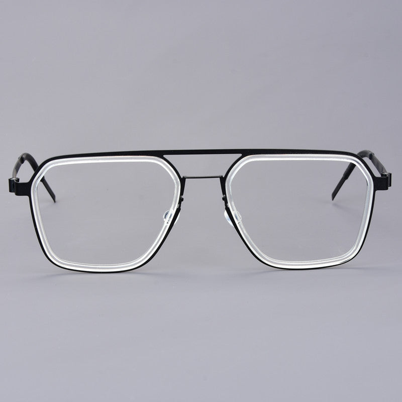 Aimee Unisex Full Rim Square Double Bridge Titanium Acetate Eyeglasses 19753.