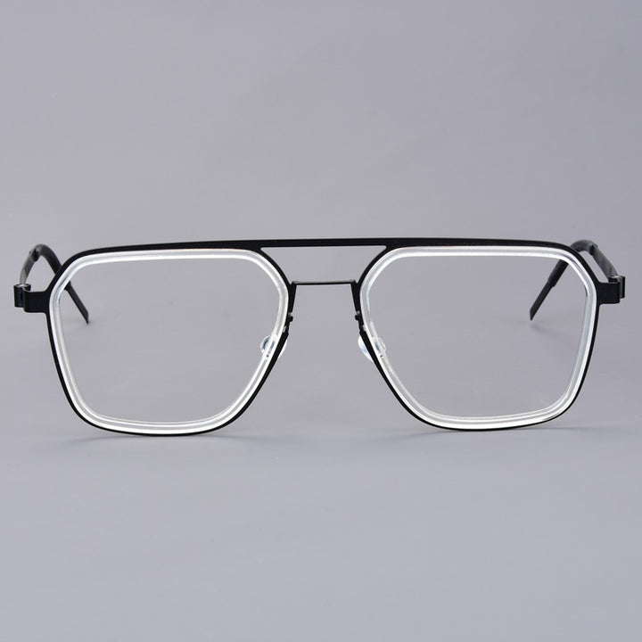 Aimee Unisex Full Rim Square Double Bridge Titanium Acetate Eyeglasses 19753.