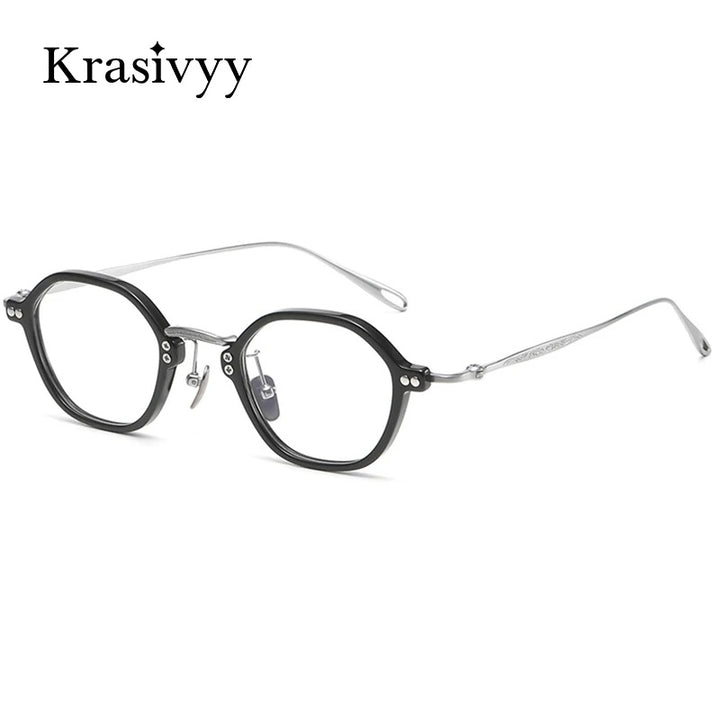Krasivyy Unisex Full Rim Polygon Oval Titanium Acetate Eyeglasses 35957 — view 1 | Krasivyy at FuzWeb