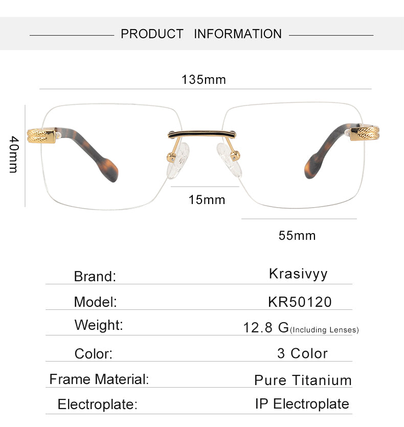 Krasivyy Womens Rimless Square Titanium Eyeglasses 50120 — view 1 | Krasivyy at FuzWeb