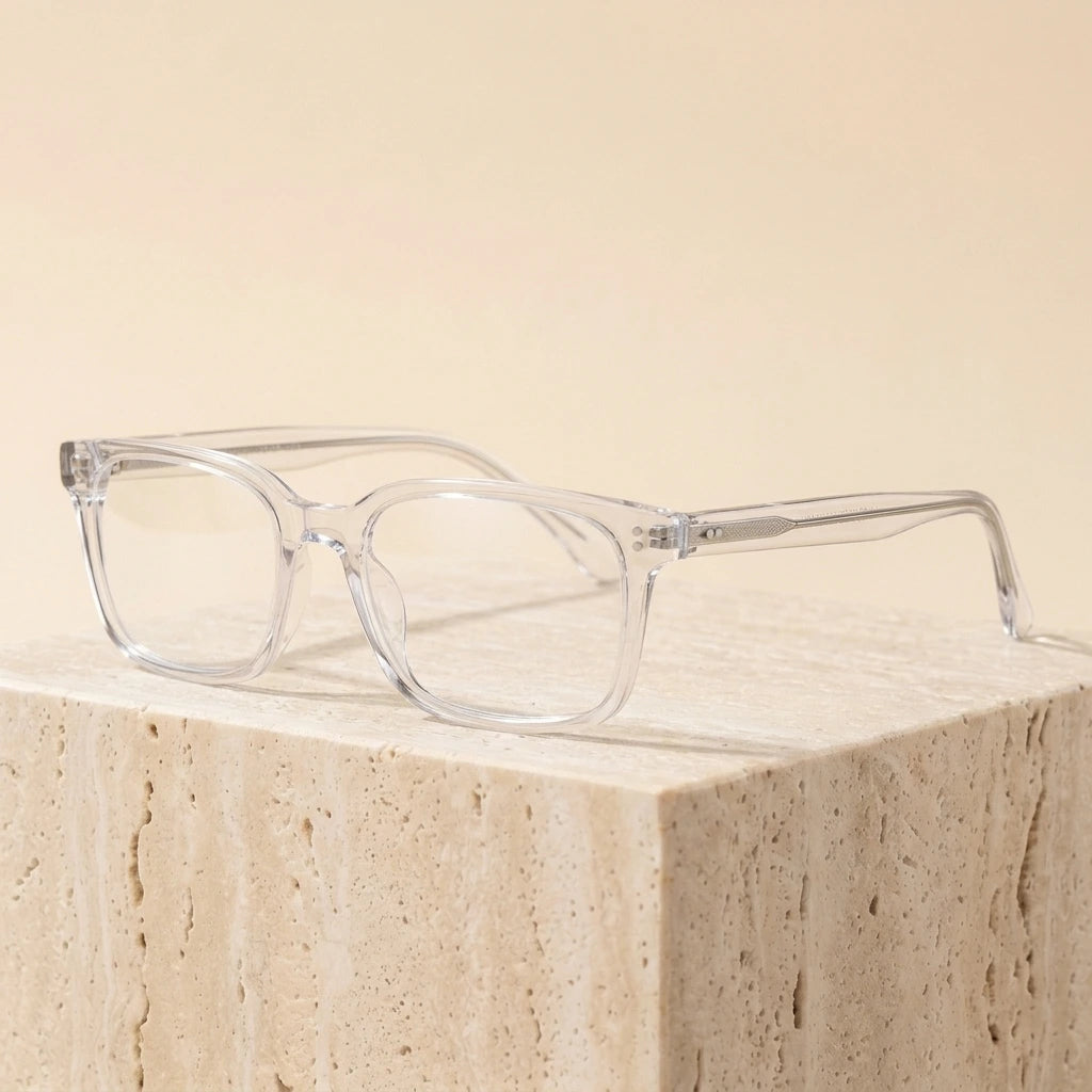 Cubojue Unisex Full Rim Square Oversized Tr 90 Titanium 152mm Myopic Reading Glasses Oz3320 - Clear