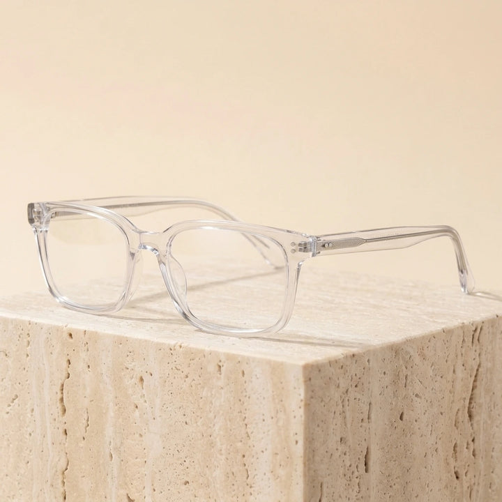 Cubojue Unisex Full Rim Square Oversized Tr 90 Titanium 152mm Myopic Reading Glasses Oz3320 - Clear