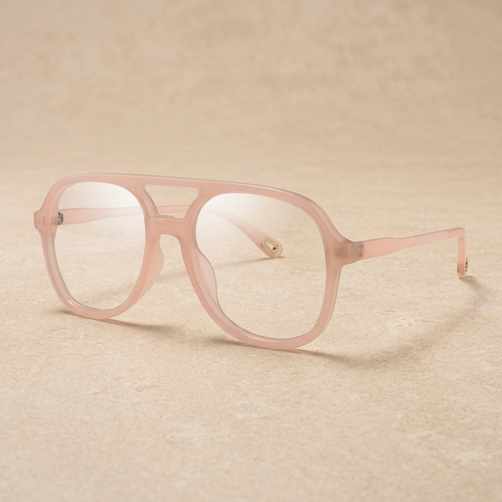 Kocolior Unisex Full Rim Square Double Bridge Tr 90 Reading Glasses 73312 - Pink