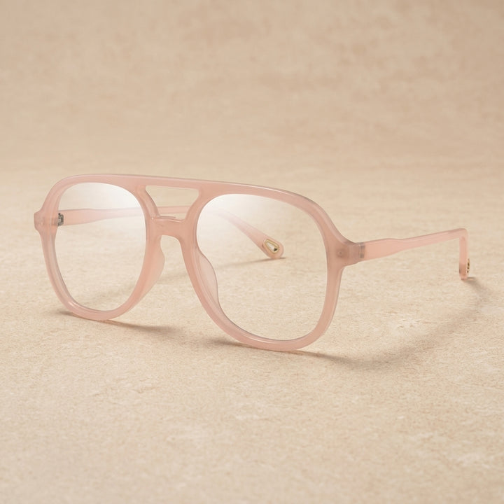 Kocolior Unisex Full Rim Square Double Bridge Tr 90 Reading Glasses 73312 - Pink