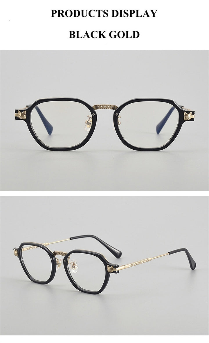 Chashma Ochki Unisex Full Rim Poygon Titanium Acetate Eyeglasses 361009.