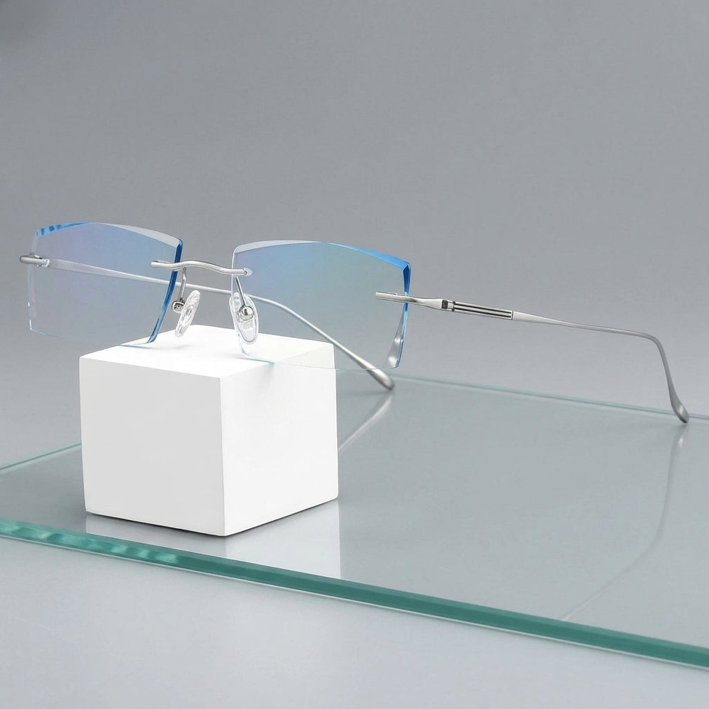 Chashma Ottica Men's Rimless Square Titanium Eyeglasses 8011