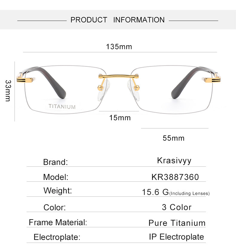 Krasivyy Womens Rimless Square Titanium Eyeglasses 3887360 — view 1 | Krasivyy at FuzWeb