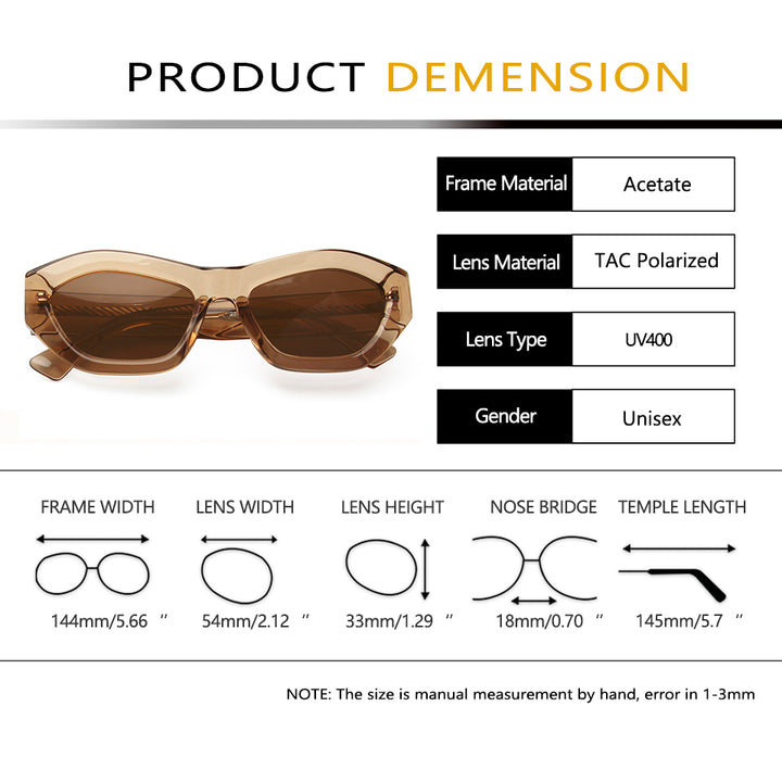Esnbie Unisex Full Rim Oval Square Thick Acetate Sunglasses 230331 — view 1 | Esnbie at FuzWeb