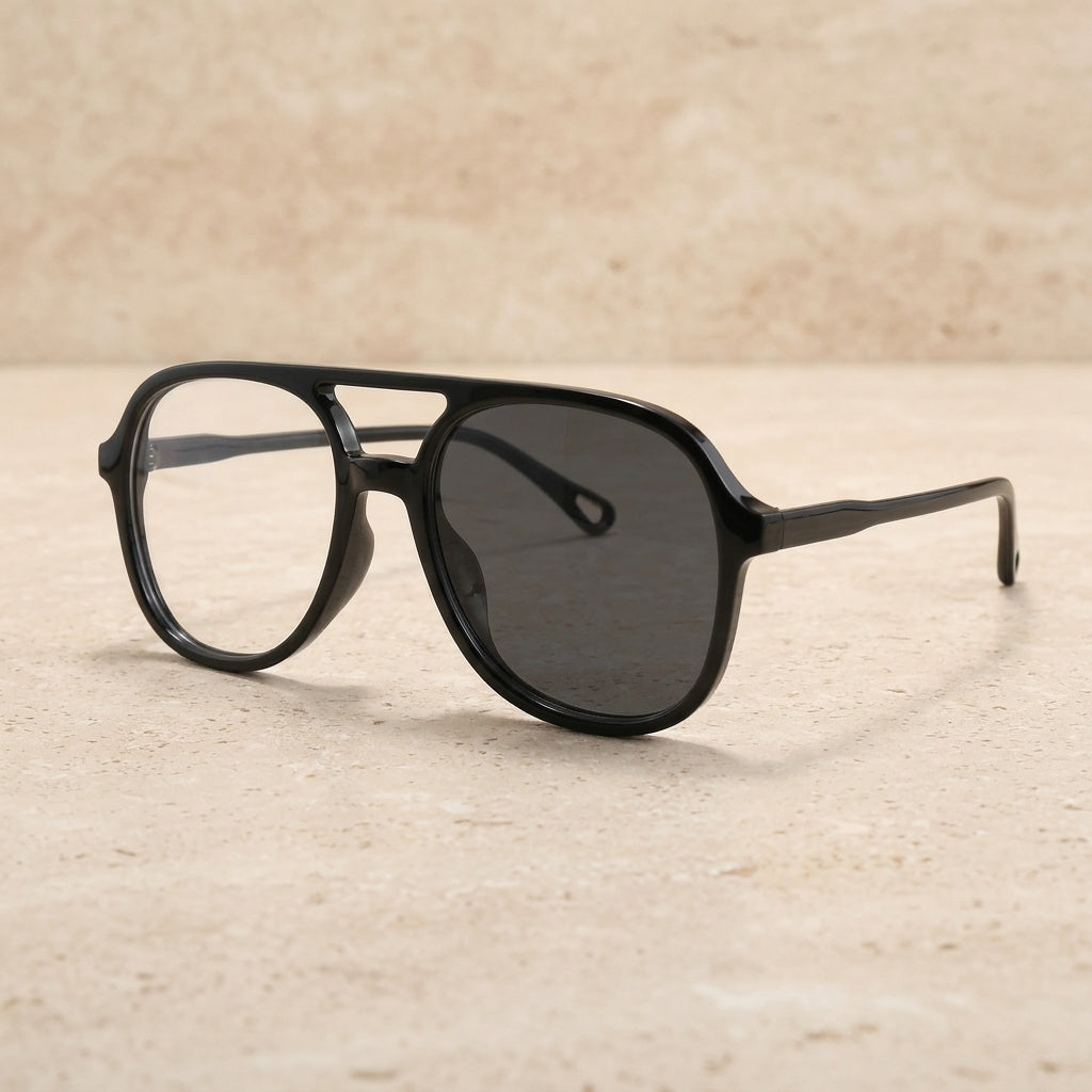 Kocolior Unisex Full Rim Square Double Bridge Tr 90 Reading Glasses 73312 - PHOTO Black