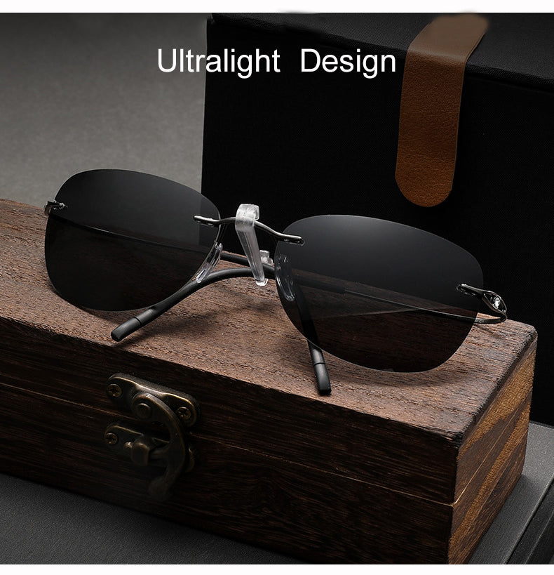 Krasivyy Womens Rimless Oval Square Titanium Sunglasses 426802 — view 2 | Krasivyy at FuzWeb