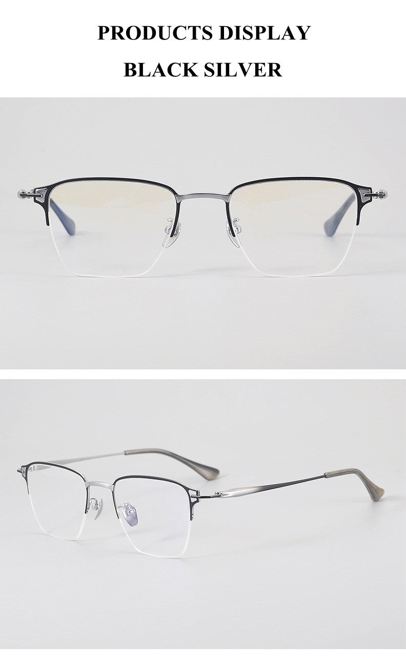 Chashma Unisex Semi Rim Big Polygon Square Titanium Eyeglasses 881485.