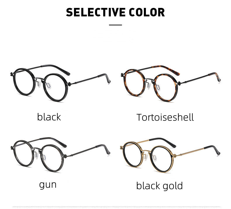 Kocolior Unisex Full Rim Round Acetate Alloy Hyperopic Reading Glasses 10749.