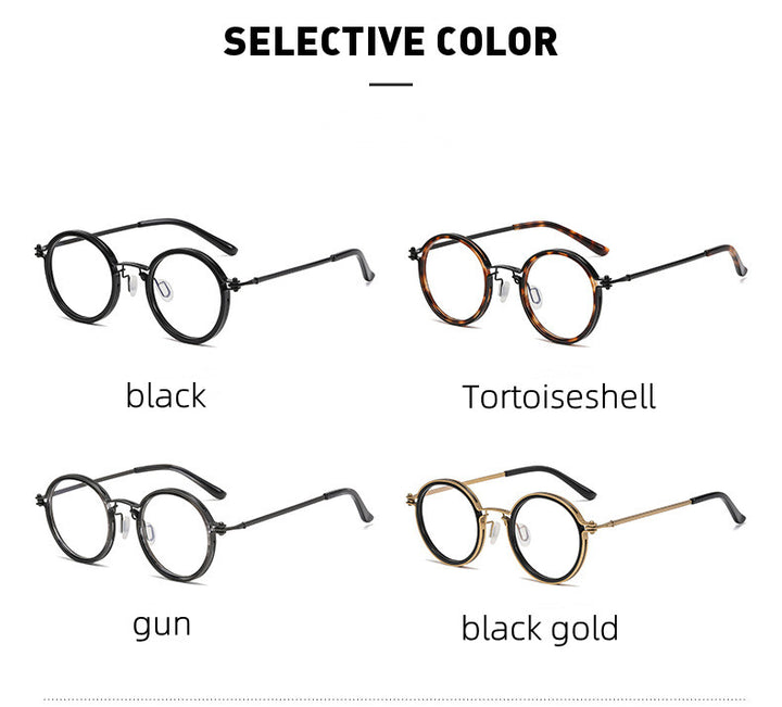 Kocolior Unisex Full Rim Round Acetate Alloy Hyperopic Reading Glasses 10749.