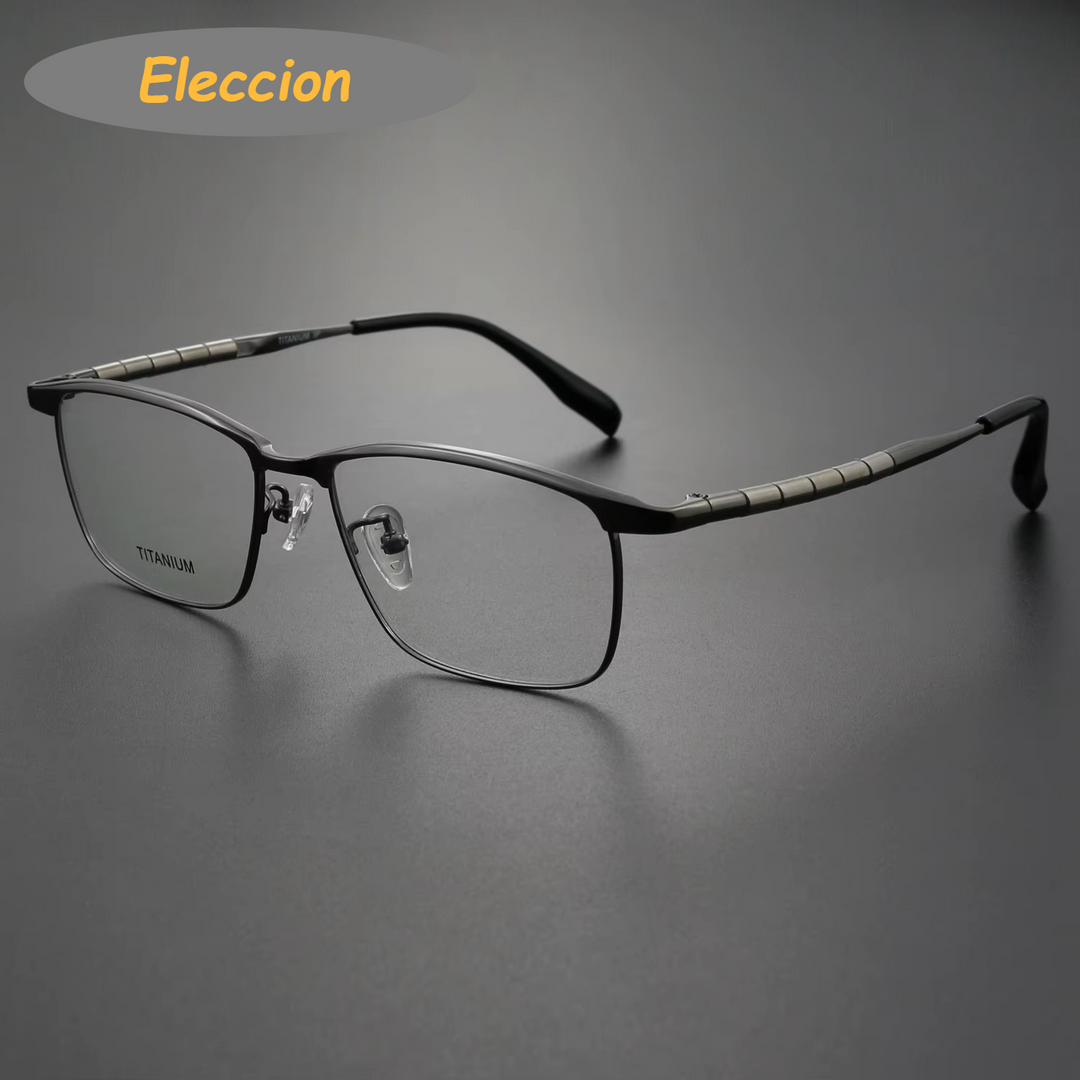 Eleccion Unisex Full Rim Square Titanium Eyeglasses 942313 Full Rim Eleccion Gray