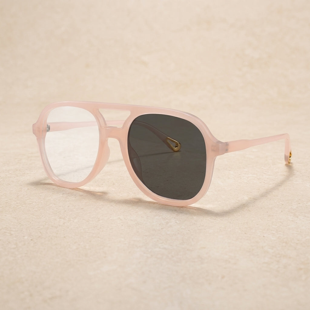 Kocolior Unisex Full Rim Square Double Bridge Tr 90 Reading Glasses 73312 - PHOTO Pink