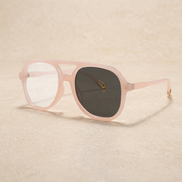 Kocolior Unisex Full Rim Square Double Bridge Tr 90 Reading Glasses 73312 - PHOTO Pink