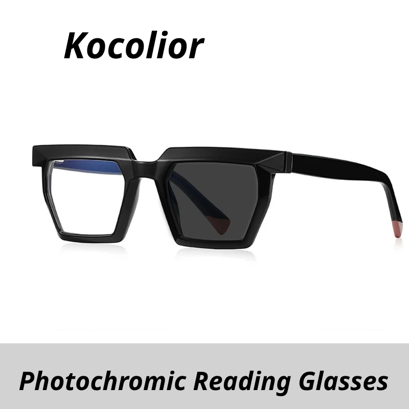 Kocolior Women's Full Rim Polygon Acetate Photochromic Reading Glasses 512144