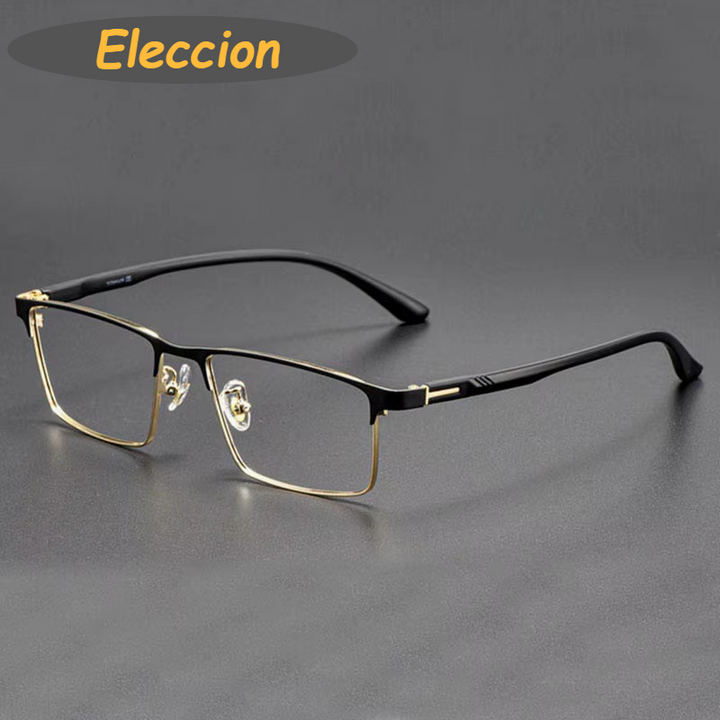 Eleccion Unisex Full Rim Square Tr 90 Titanium Eyeglasses 49952 Full Rim Eleccion Black - Gold