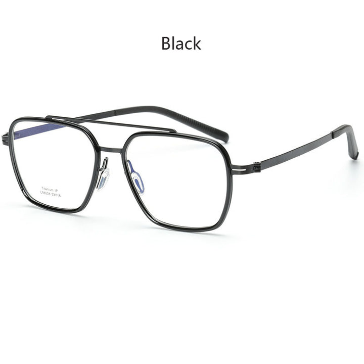 Hdcrafter Unisex Full Rim Square Double Bridge Titanium Eyeglasses 42988.