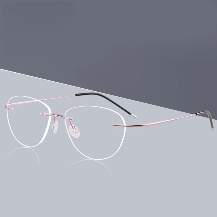 Chashma Womens Rimless Oval Cat Eye Titanium Eyeglasses 881003 — view 12 | Chashma at FuzWeb