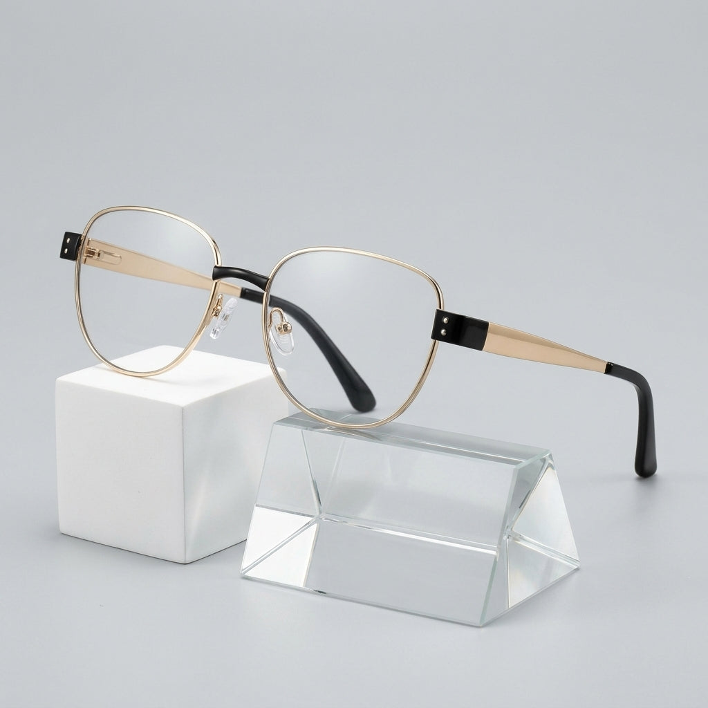 Vicky Women's Full Rim Oval Square Alloy Reading Glasses 513173 - Luxury Studio View