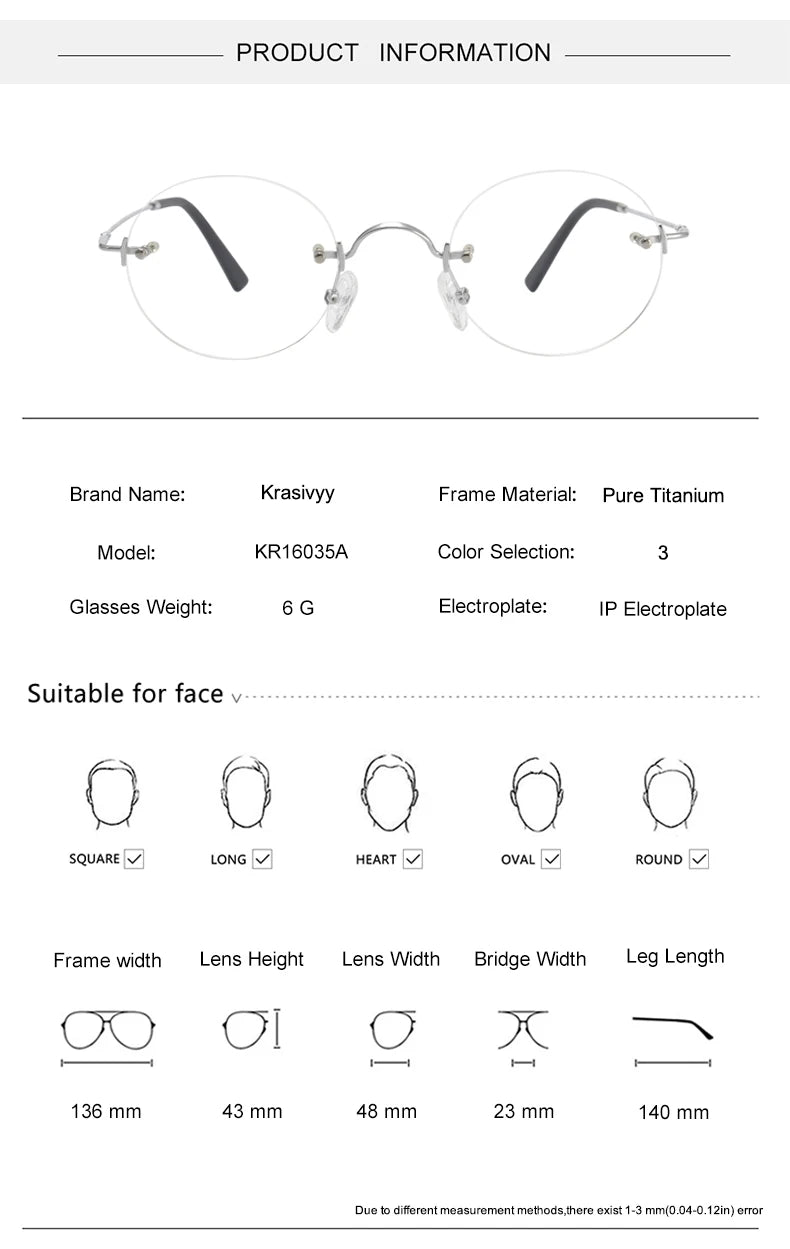 Krasivyy Unisex Rimless Round Titanium Eyeglasses Kr16035a — view 9 | Krasivyy at FuzWeb