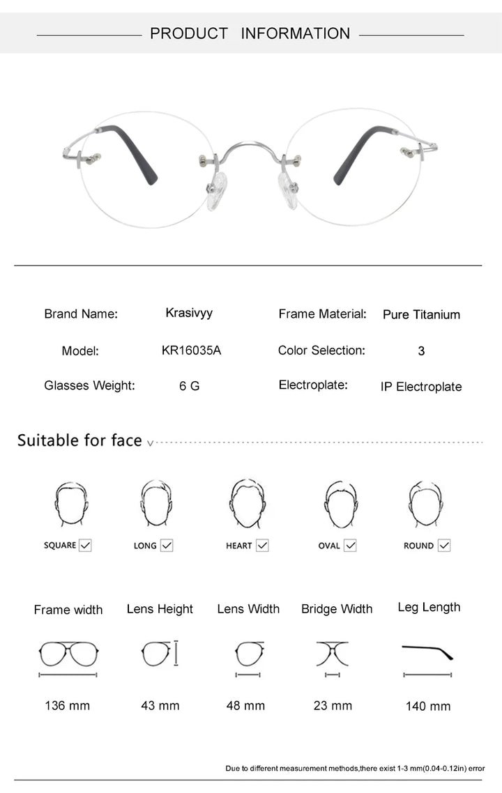 Krasivyy Unisex Rimless Round Titanium Eyeglasses Kr16035a — view 9 | Krasivyy at FuzWeb
