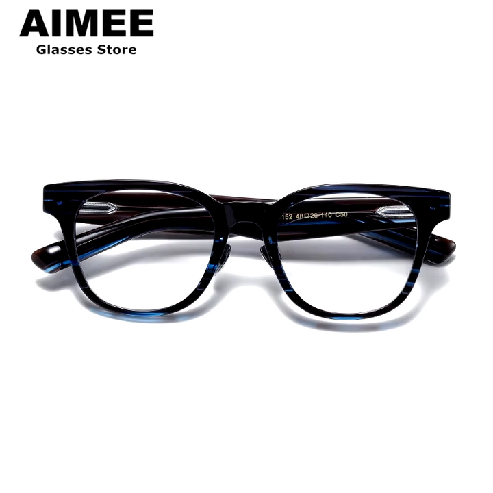 Aimee Unisex Full Rim Square Titanium Acetate Eyeglasses 14152 Full Rim Aimee   