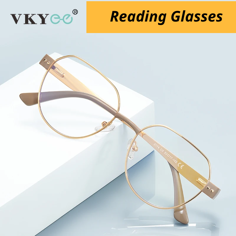 Vicky Women's Full Rim Flat Top Oval Alloy Tr 90 Reading Glasses 513174