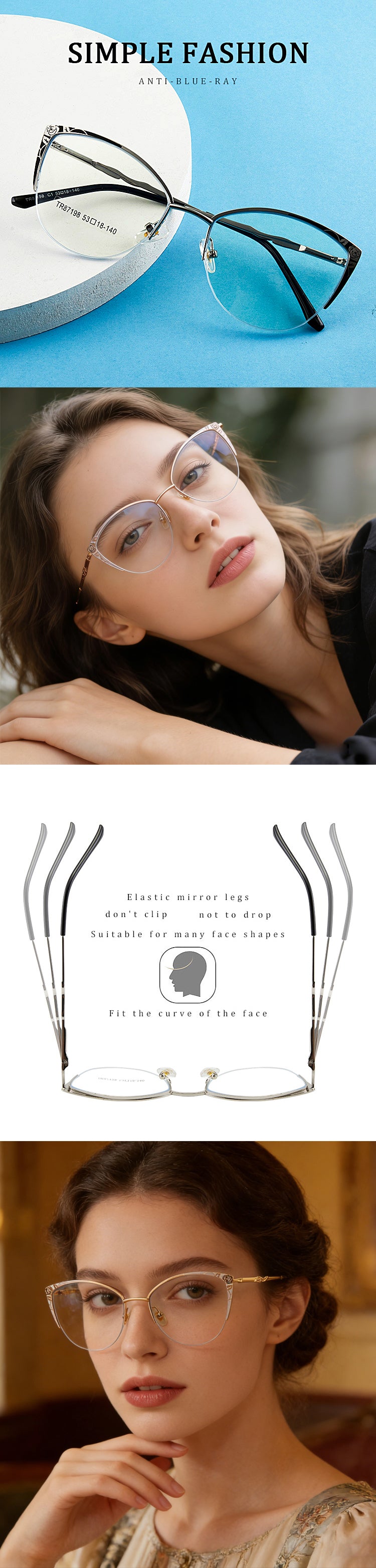 Kansept Womens Semi Rim Cat Eye Alloy Frames — view 1 | Kansept at FuzWeb