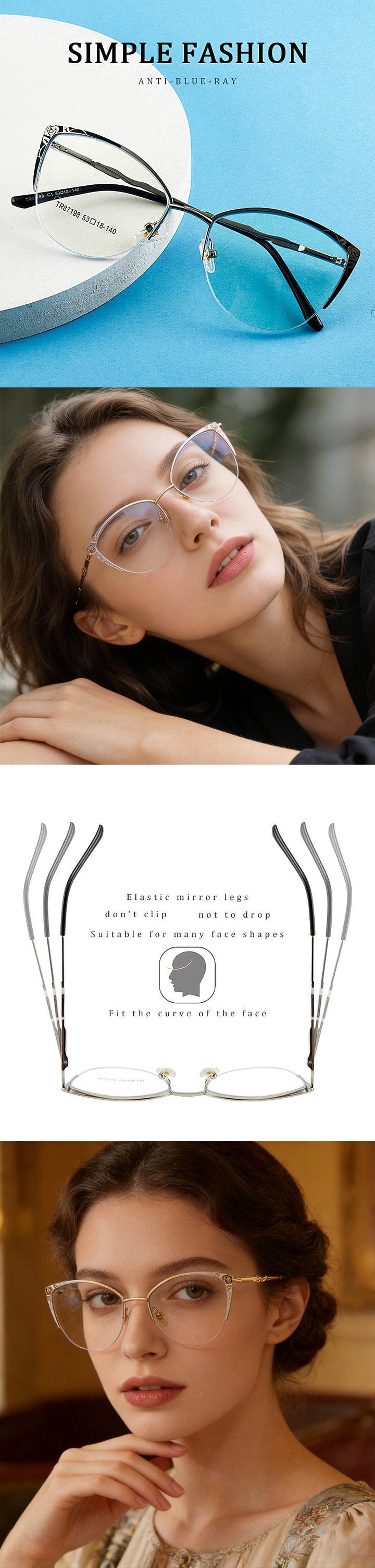 Kansept Womens Semi Rim Cat Eye Alloy Frames — view 1 | Kansept at FuzWeb