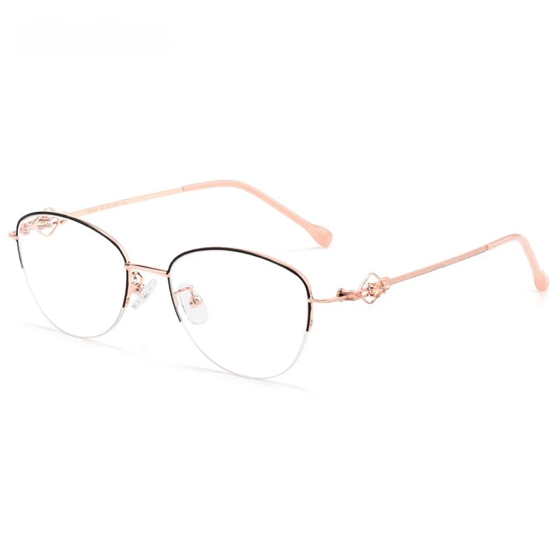 Chashma Ochki Womens Semi Rim Square Cat Eye Stainless Steel Eyeglasses 8025 — view 7 | Chashma Ochki at FuzWeb
