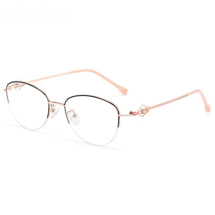 Chashma Ochki Womens Semi Rim Square Cat Eye Stainless Steel Eyeglasses 8025 — view 7 | Chashma Ochki at FuzWeb