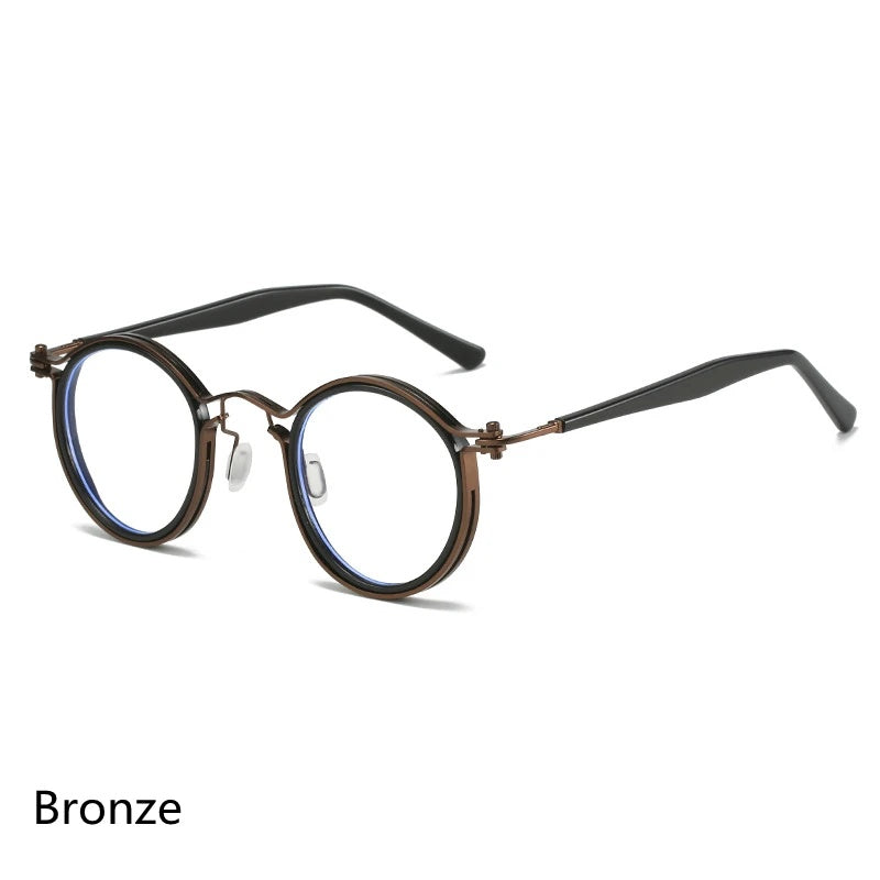 Kocolior Unisex Full Rim Round Alloy Acetate Hyperopic Reading Glasses 2203.