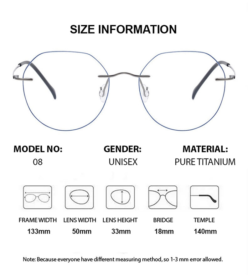 Chashma Womens Rimless Flat Top Round Titanium Eyeglasses 778408 — view 2 | Chashma at FuzWeb