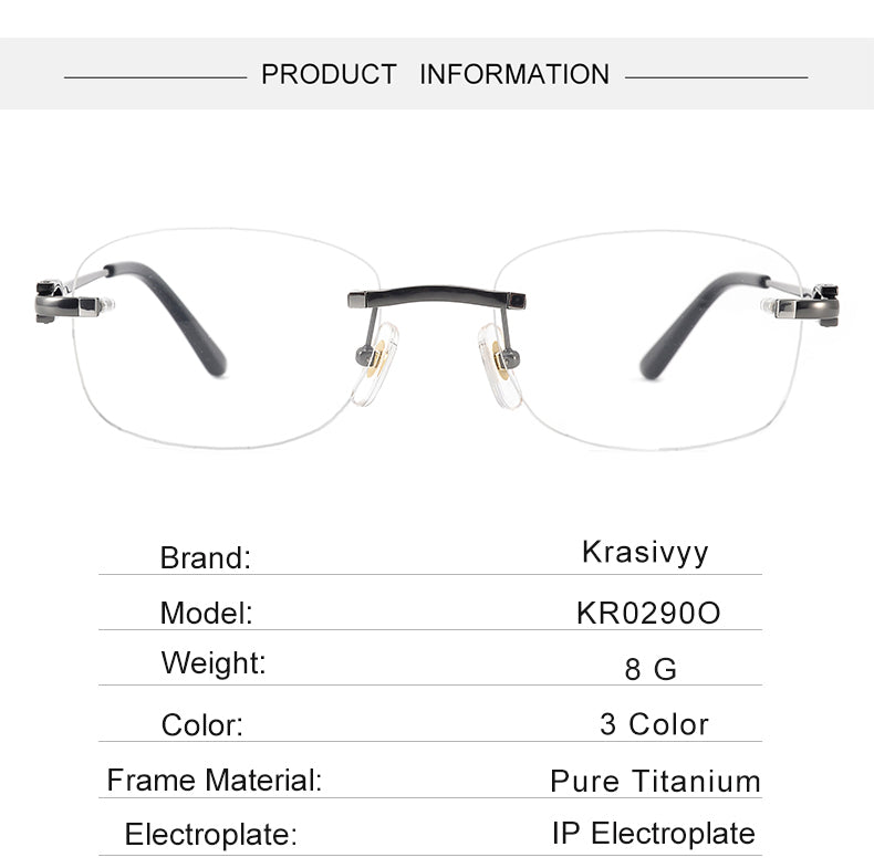 Krasivyy  Womens Rimless Oval Square Titanium Eyeglasses 310290 — view 1 | Krasivyy at FuzWeb