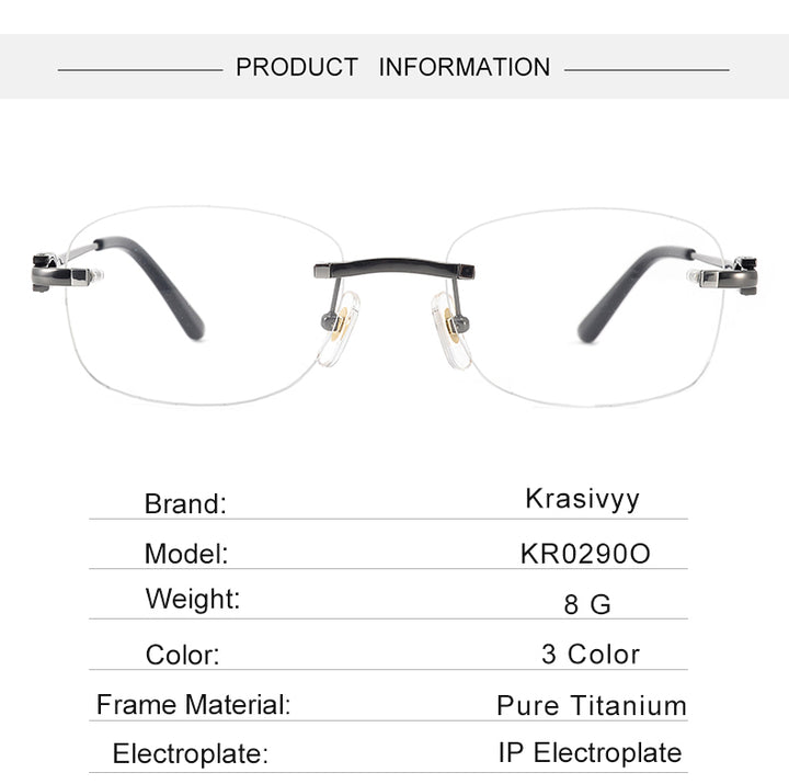 Krasivyy  Womens Rimless Oval Square Titanium Eyeglasses 310290 — view 1 | Krasivyy at FuzWeb