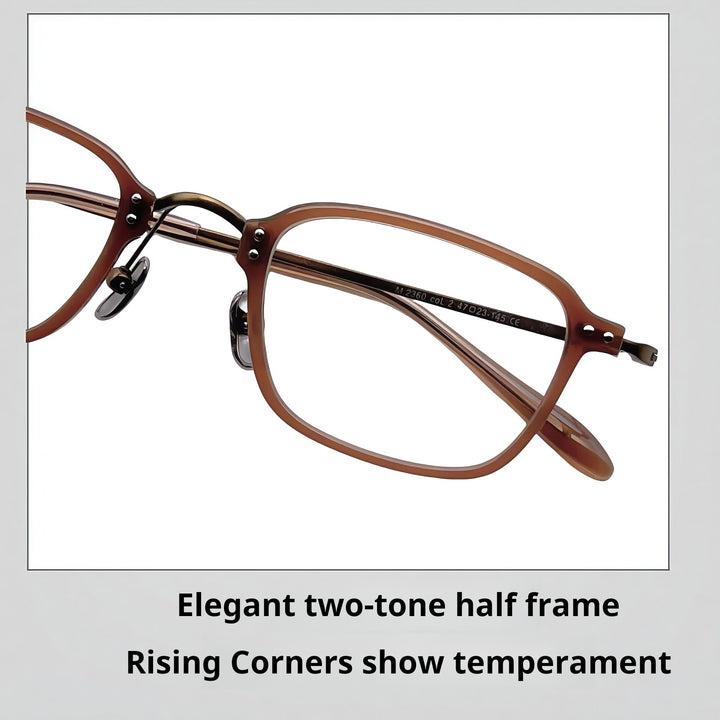 Momoja Womens Full Rim Polygon Acetate Titanium Eyeglasses 72360 — view 1 | Momoja at FuzWeb