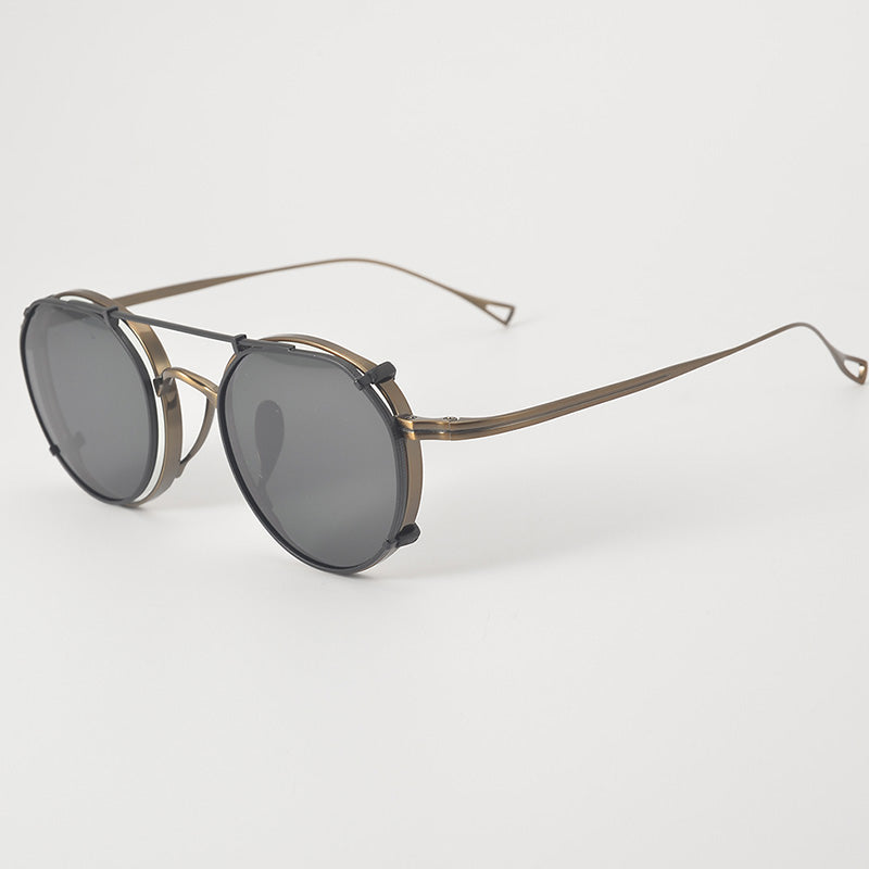 Bobbie Unisex Full Rim Oval Titanium Eyeglasses Clip On Sunglasses 642113 — view 1 | Bobbie at FuzWeb