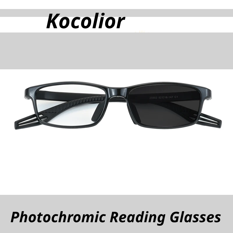 Kocolior Women's Full Rim Square Tr 90 Alloy Photochromic Reading Glasses 725502