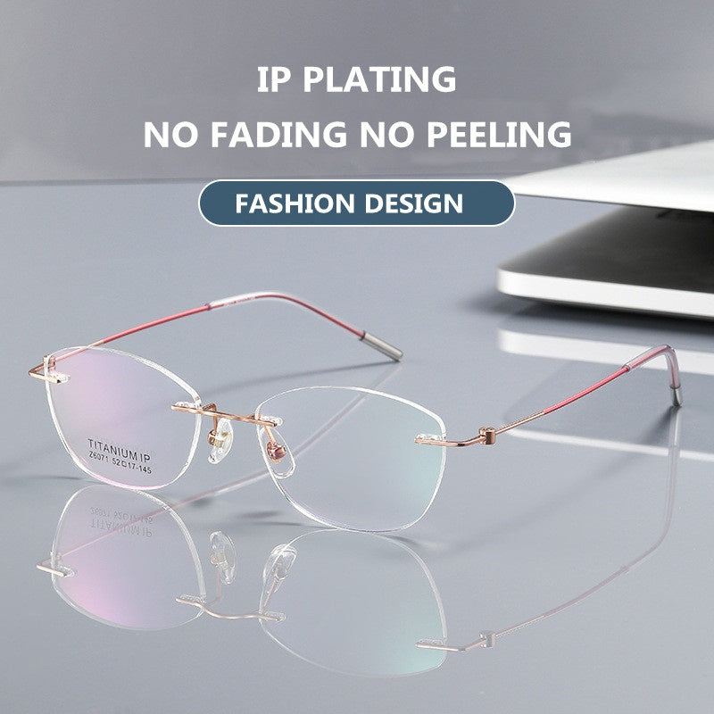 Chashma Womens Rimless Oval Square Titanium Reading Glasses 96071 — view 2 | Chashma at FuzWeb