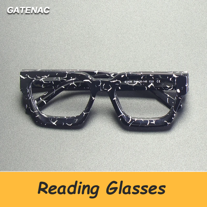 Gatenac Unisex Full Rim Polygon Brow Line Acetate Reading Glasses G1439