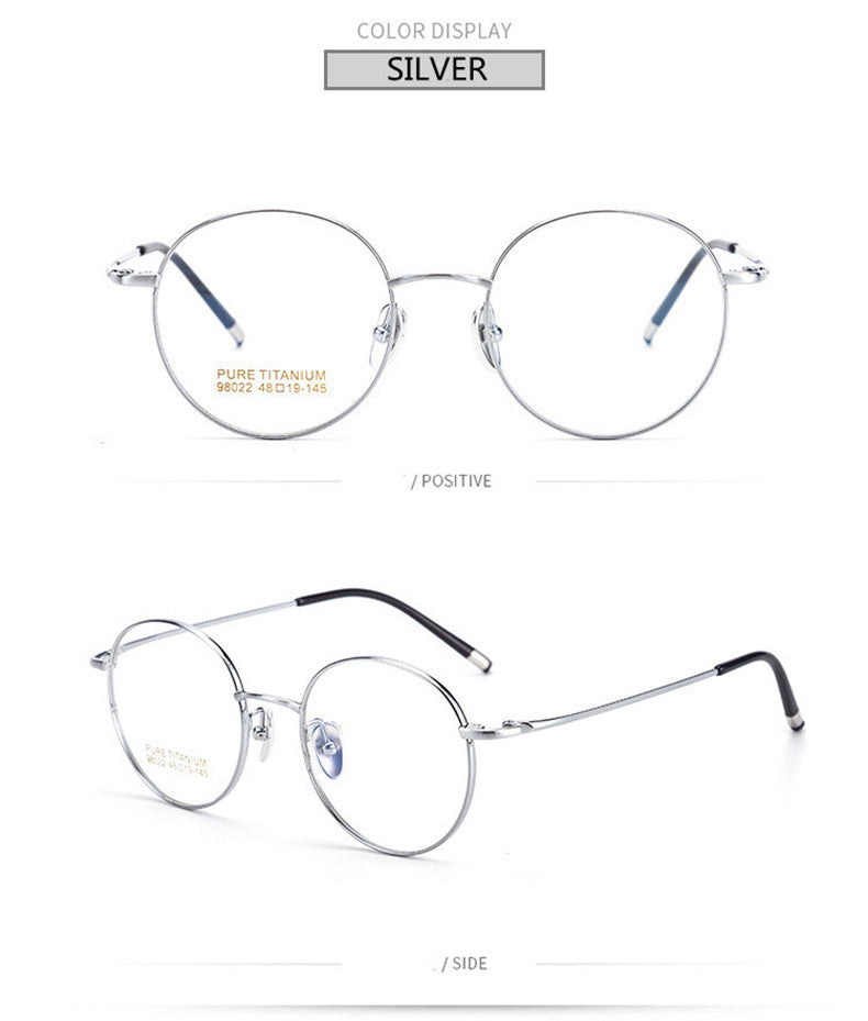 Kocolior Unisex Full Rim Small Round Titanium Eyeglasses 98022.