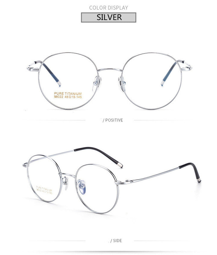 Kocolior Unisex Full Rim Small Round Titanium Eyeglasses 98022.