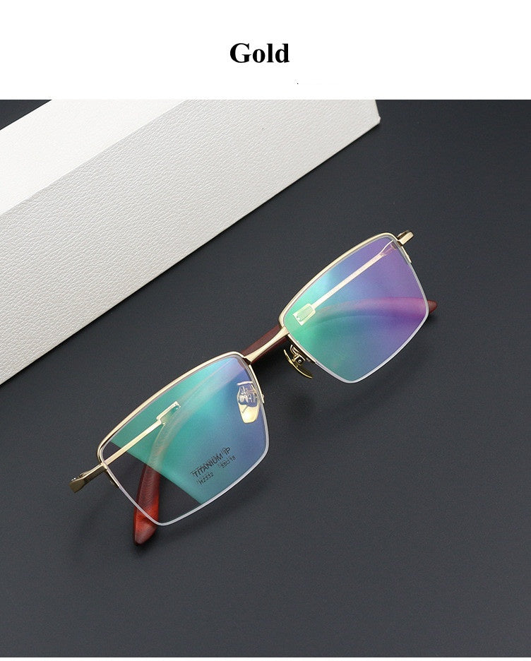 Chashma Ochki Unisex Semi Rim Square Titanium Wood Eyeglasses 312332 — view 2 | Chashma Ochki at FuzWeb