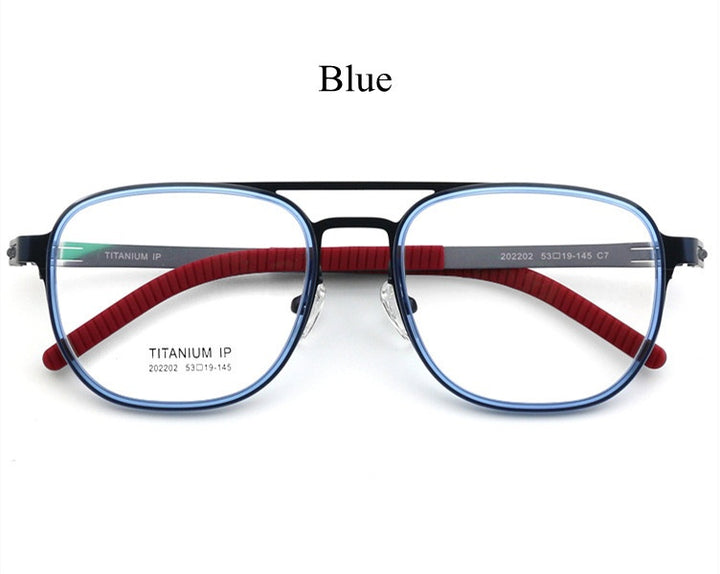 Chashma Ochki Unisex Full Rim Square Double Bridge Titanium Eyeglasses 4422.