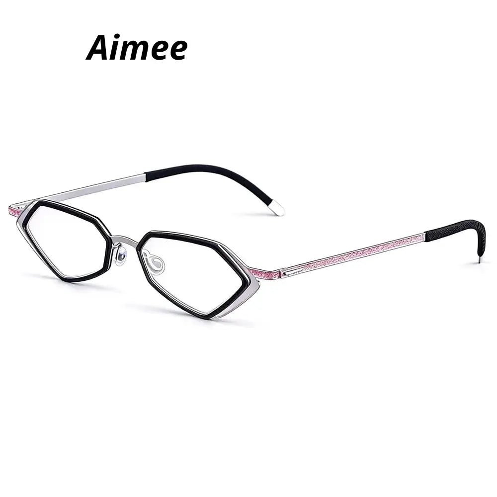 Aimee Unisex Full Rim Irregular Oval Titanium Acetate Eyeglasses 481339 FuzWeb
