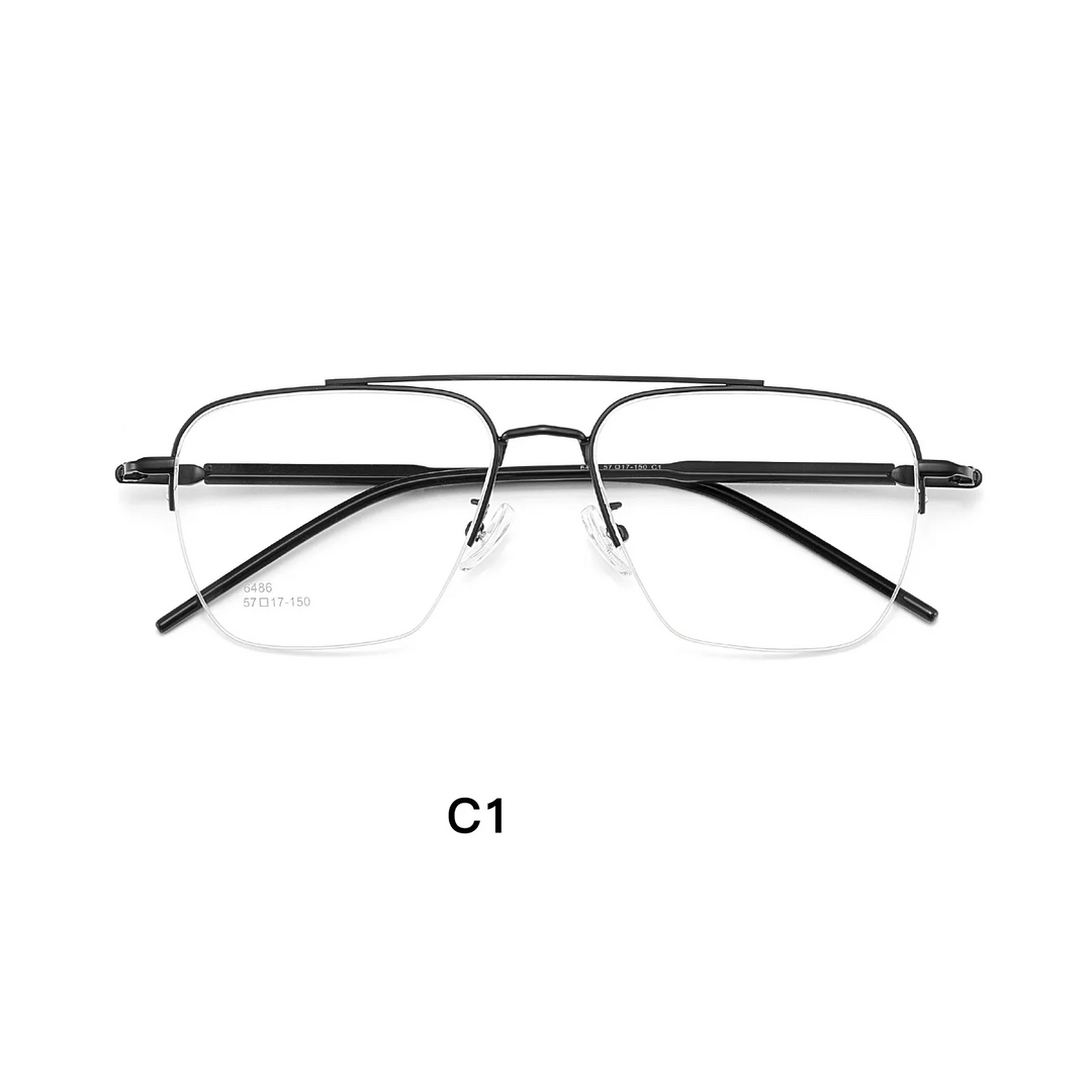 Gmei Optical 6486 men's semi-rimless titanium alloy prescription eyeglasses — view 5