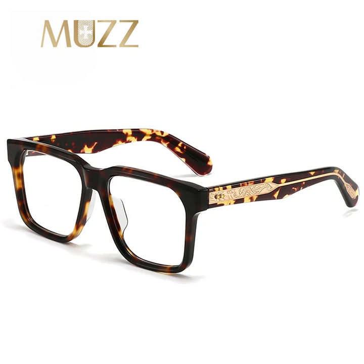 Muzz Men's Full Rim Square Brow Line Thick Acetate Eyeglasses 823081