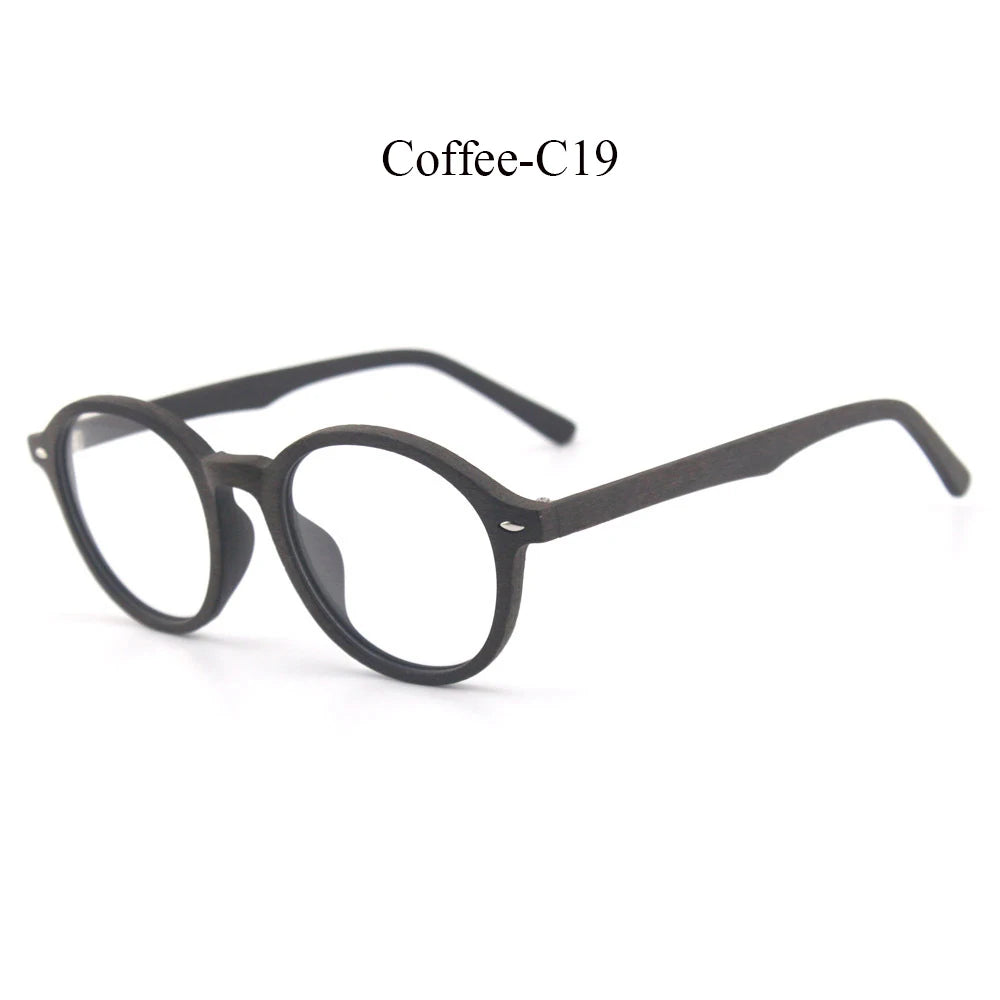 Hdcrafter Unisex Full Rim Round Oval Wood Metal Frame Eyeglasses 4237.